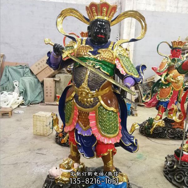彩繪玻璃鋼大型寺廟菩薩四大天王雕塑（3）