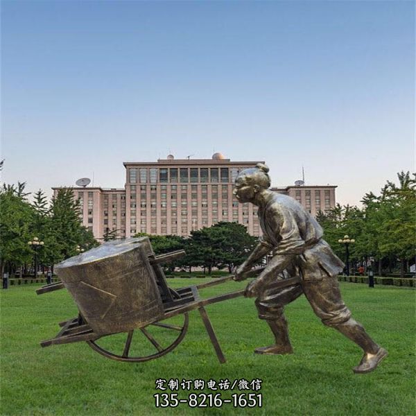 景區擺放農耕主題玻璃鋼仿銅干農活的人物雕塑（6）
