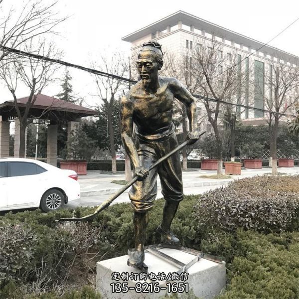 景區擺放農耕主題玻璃鋼仿銅干農活的人物雕塑（7）