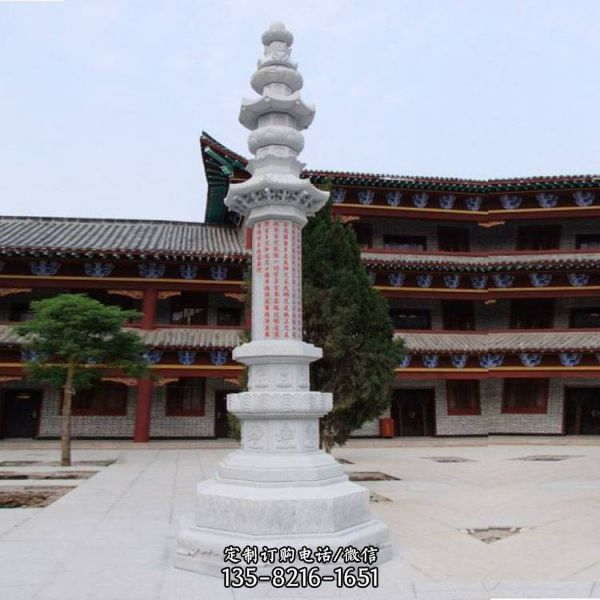 寺院景區(qū)門前擺放漢白玉雕刻經(jīng)幢（4）