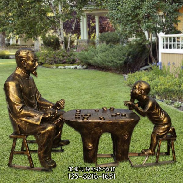  下棋的老頭雕塑 民俗人物雕塑（6）