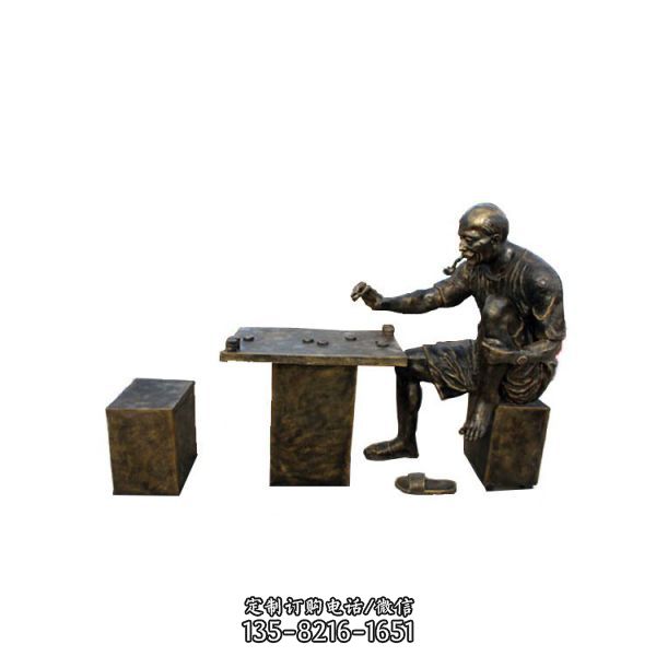 園林景區(qū)玻璃鋼仿銅下象棋的人物景觀情景小品