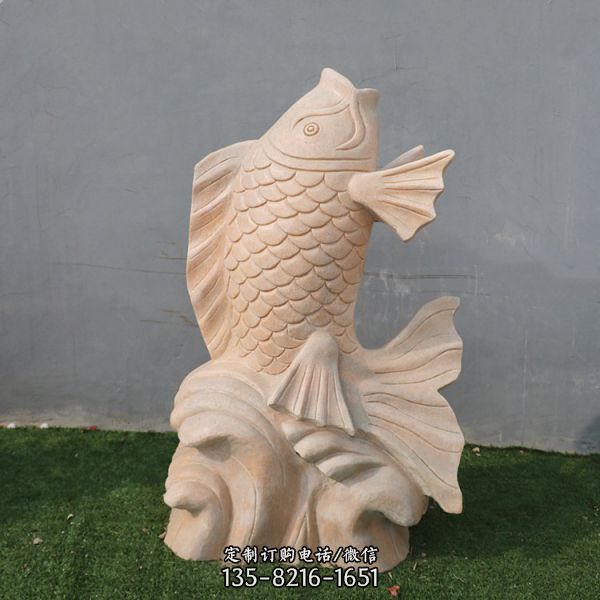 大理石公園水景鯉魚雕塑擺件