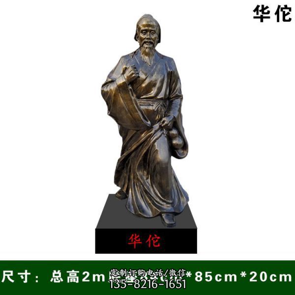 醫(yī)院學(xué)院擺放玻璃鋼仿銅古代名醫(yī)雕塑（5）