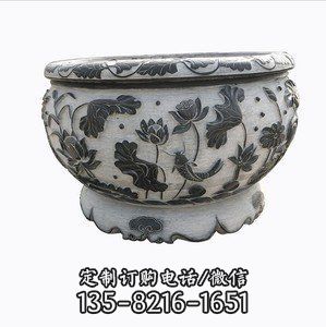 青石仿古石雕魚缸花盆（5）
