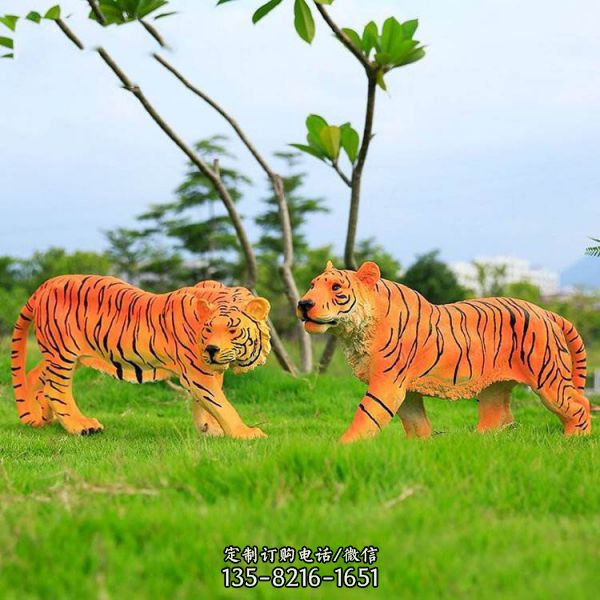 動物園玻璃鋼仿真動物老虎雕塑