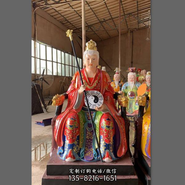 寺廟供奉玻璃鋼彩繪菩薩黃極老母雕塑（2）
