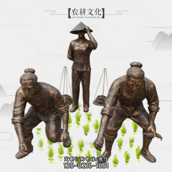 步行街民俗農耕播種銅雕人物雕塑（2）