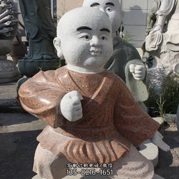 園林創意大理石雕刻小沙彌像雕塑（2）