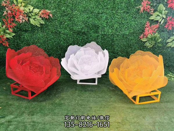 商場美陳裝飾擺件不銹鋼鏤空玫瑰花雕塑園（2）