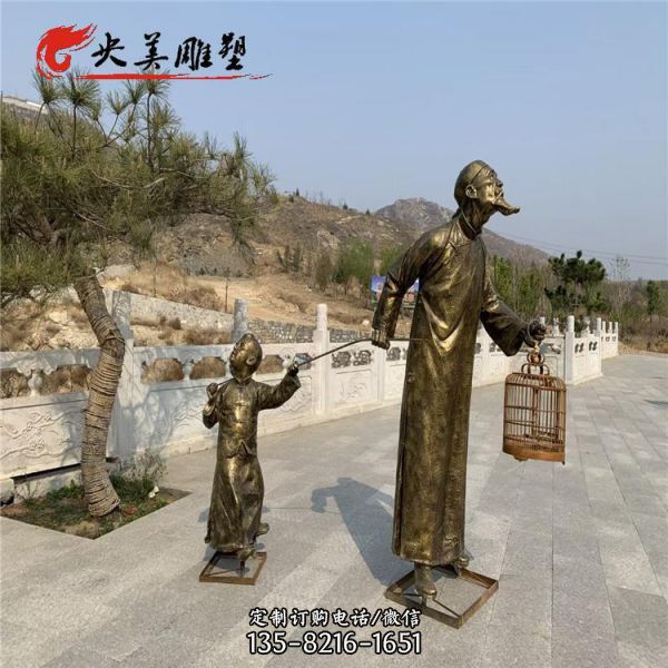 玻璃鋼仿銅民俗文化人物 雕塑廣場(chǎng)小品 （3）