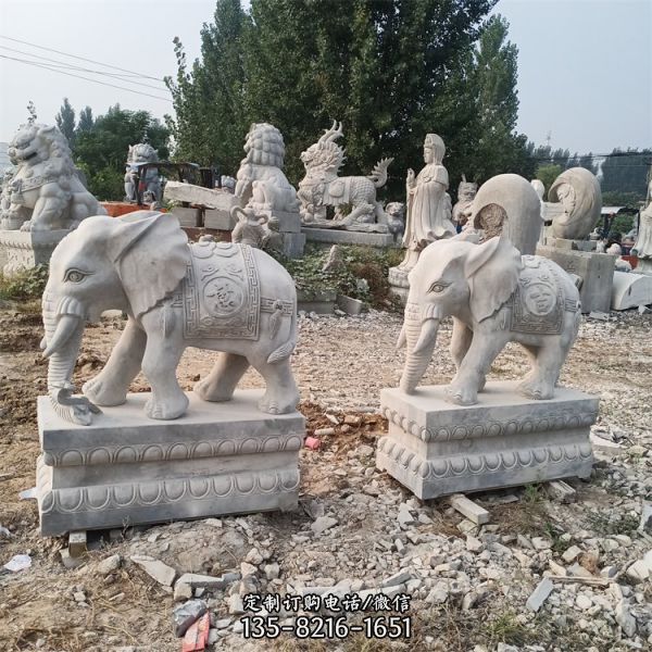 公園景區裝飾大理石石雕大象鎮宅招財（2）