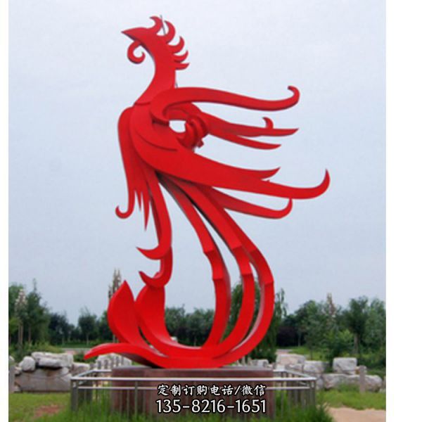 公園不銹鋼抽象鳳凰雕塑擺件（1）