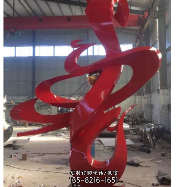公園不銹鋼抽象鳳凰雕塑擺件（3）
