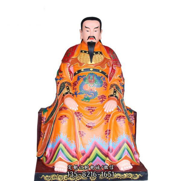 寺廟室內(nèi)擺放玻璃鋼彩繪真武神像雕塑  （2）