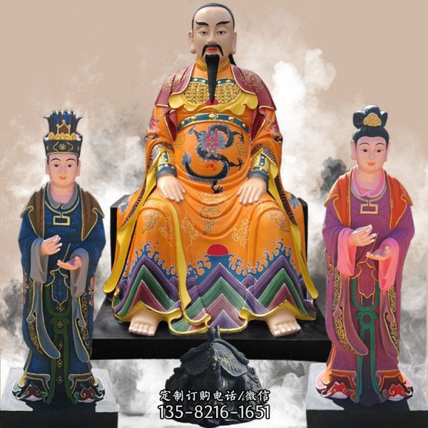 寺廟室內(nèi)擺放玻璃鋼彩繪真武神像雕塑  （4）