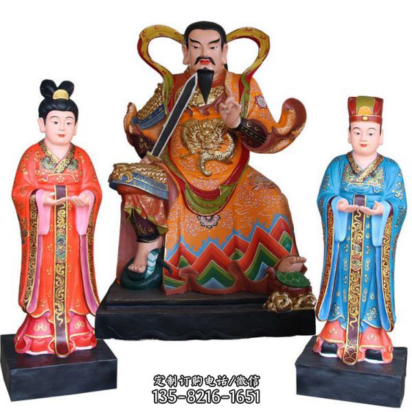 寺廟室內(nèi)擺放玻璃鋼彩繪真武神像雕塑  （3）