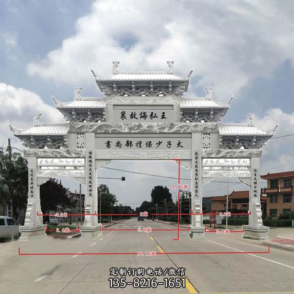 農村石雕門樓  村莊石牌坊雕塑 （3）