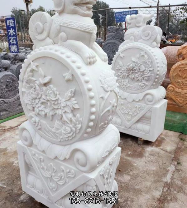石雕門墩抱鼓石一對家用門口別墅鎮(zhèn)宅石墩擺件