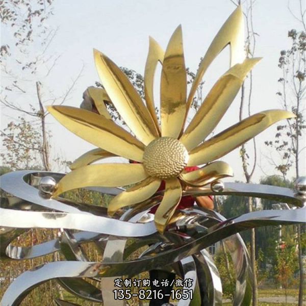 不銹鋼噴漆向日葵雕塑園林?jǐn)[件 （3）