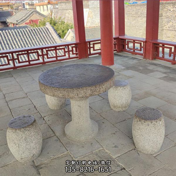 公園景區擺放青石花崗巖雕刻石桌石凳（5）