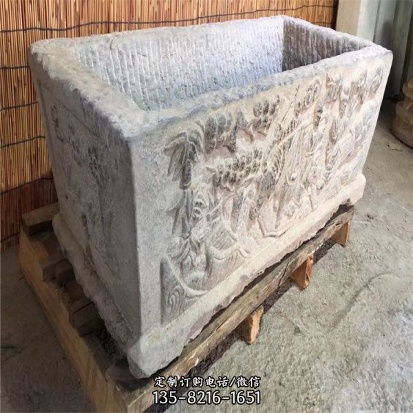 庭院大理石石雕老石槽擺件