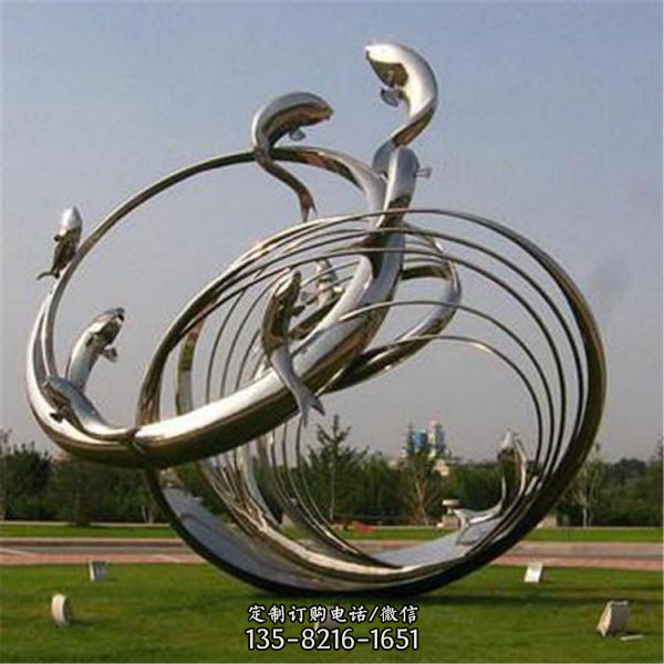 校園不銹鋼抽象戶外大型景觀雕塑（5）