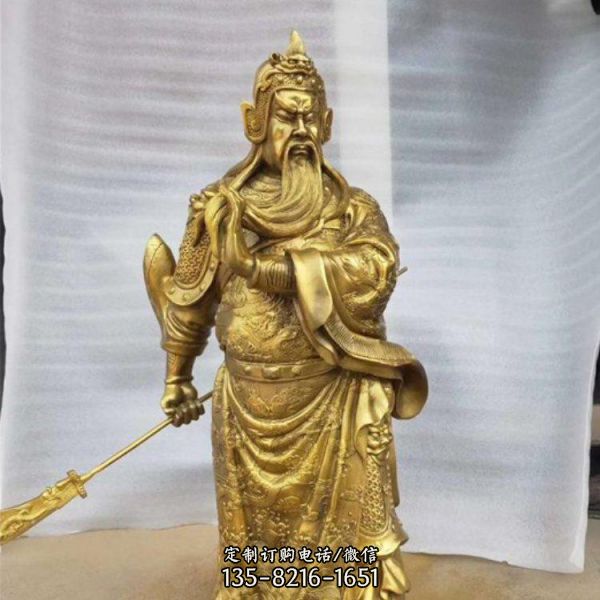  大型拿刀銅關公寺廟擺件（3）