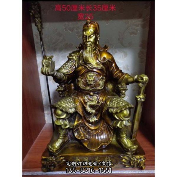  大型拿刀銅關公寺廟擺件（2）