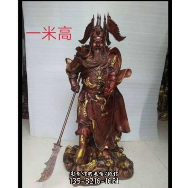  大型拿刀銅關公寺廟擺件（4）