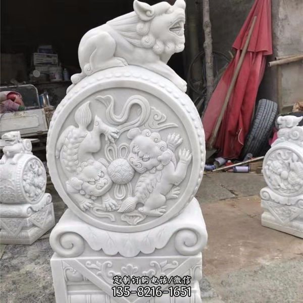 漢白玉石雕門墩 青石門鼓 抱鼓石擺件雕塑（2）