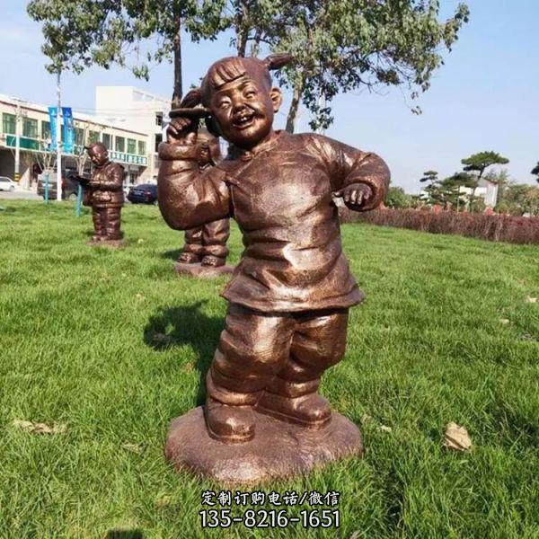 銅雕玻璃鋼人物鑄銅雕塑兒童玩耍游戲雕塑（2）