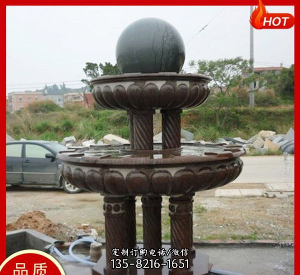 庭院室外擺放大理石雙層風水球噴泉擺件（7）