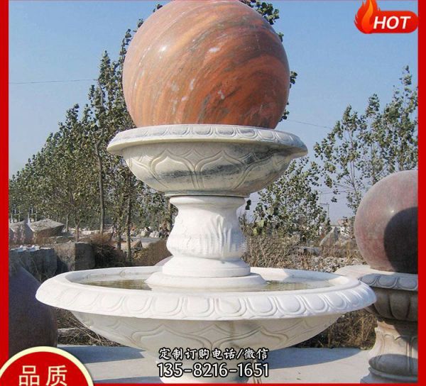 庭院室外擺放大理石雙層風水球噴泉擺件（8）