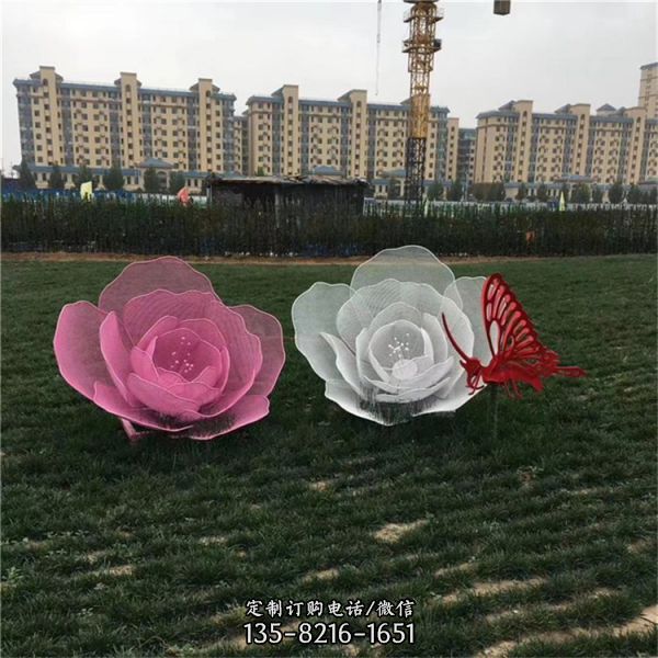 不銹鋼彩繪戶外園林景觀蓮花擺件