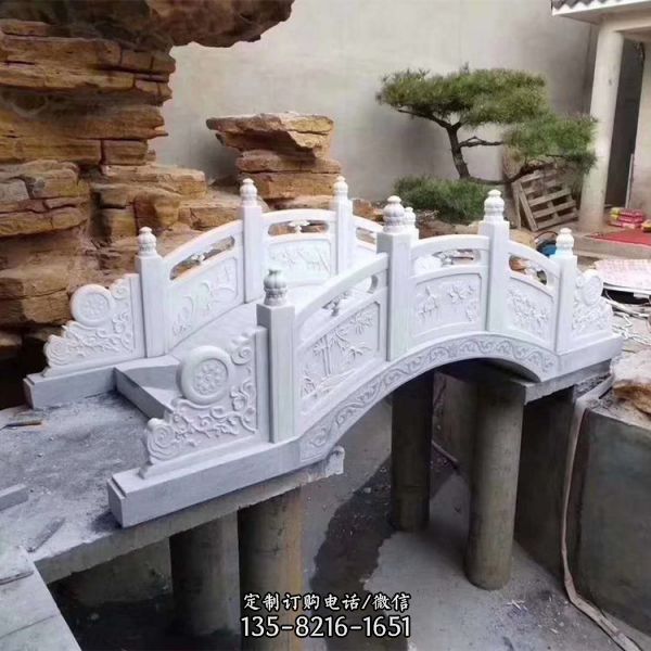漢白玉石橋欄板  庭院中式景觀小石拱橋造型