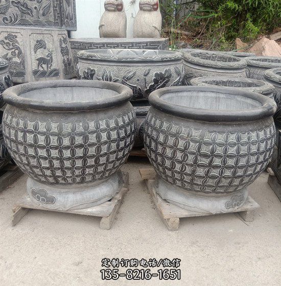 石雕魚缸青石仿古流水石槽石頭花盆室外庭院裝飾擺件（4）
