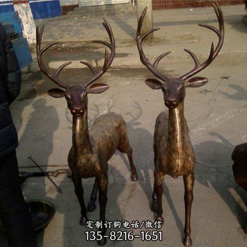 玻璃鋼仿銅動(dòng)物園仿真動(dòng)物梅花鹿雕塑（1）