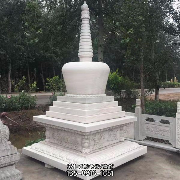 石質(zhì)藏式白塔 景區(qū)石雕喇叭塔 雕塑（1）