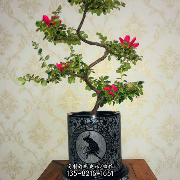 石雕庭院荷花缸影雕花盆盆栽水缸（1）