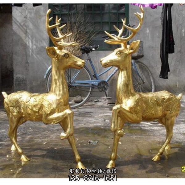 玻璃鋼仿銅鹿雕塑  公園景區仿真動物擺件（3）