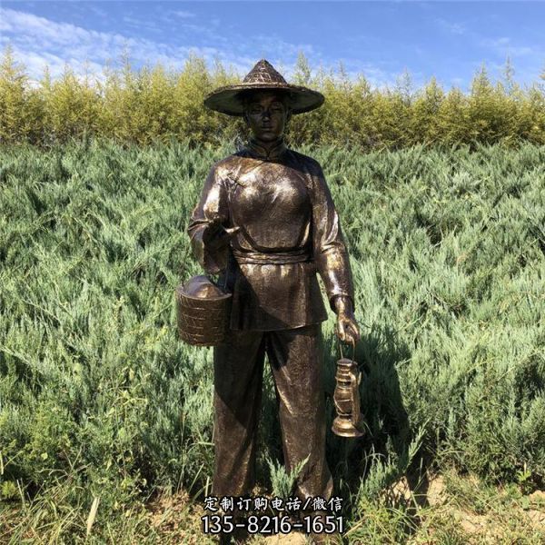 純銅制茶人物雕塑室外銅模型茶文化雕塑 （2）