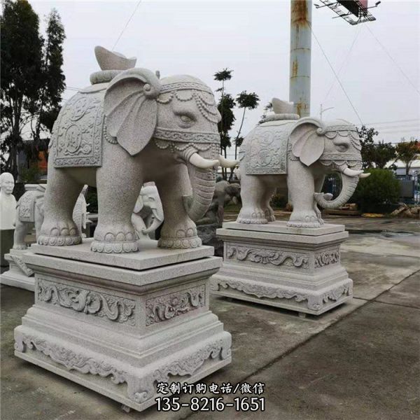 石雕門(mén)口招財(cái)大象 雕塑（2）