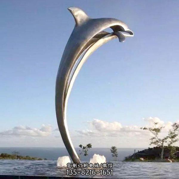 景區廣場不銹鋼鏡面海豚動物景觀雕塑（1）
