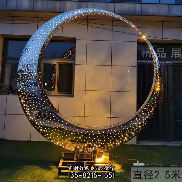 不銹鋼發(fā)光雕塑抽象圓環(huán)雕塑（1）