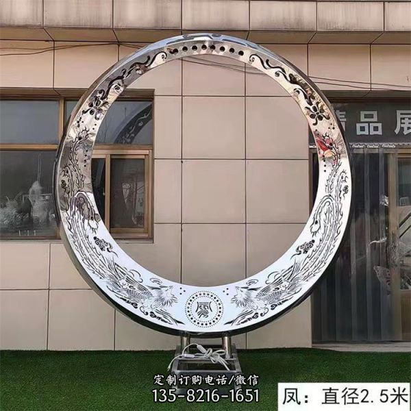 不銹鋼發(fā)光雕塑抽象圓環(huán)雕塑（2）