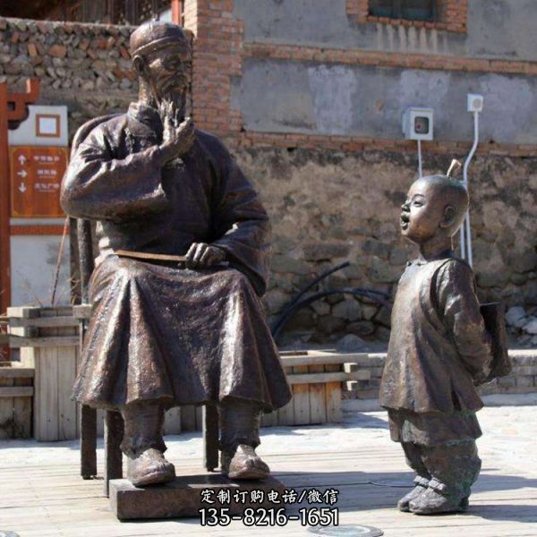 景區玻璃鋼仿銅民俗情景小品人物雕塑（1）