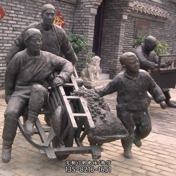景區玻璃鋼仿銅民俗情景小品人物雕塑（3）