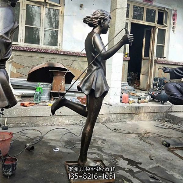 跳繩的小孩雕塑 童趣主題人物銅雕 （2）