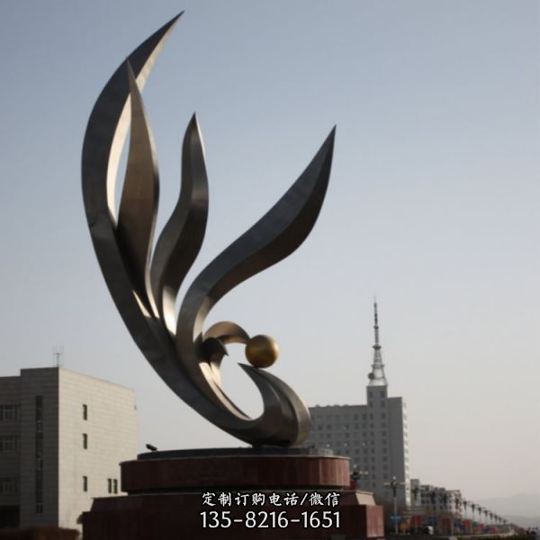 不銹鋼烤漆噴漆抽象戶外景觀鳳凰標志雕塑（1）
